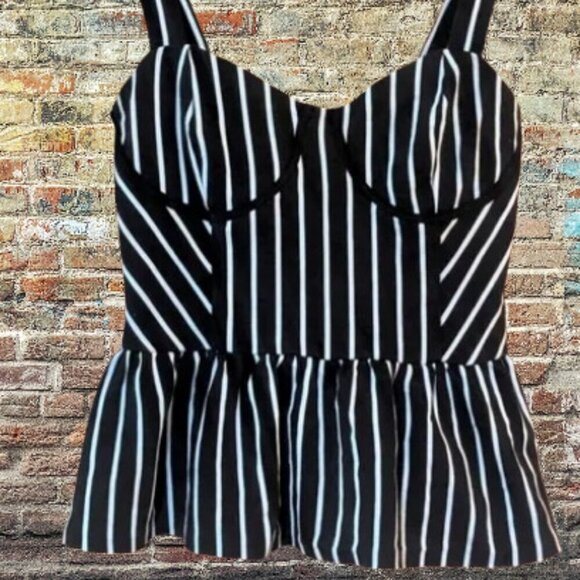 Express Women's Size S Stripe Peplum Cami Tank Parisian Chic ✨ 2 /$15 ✨ - Picture 1 of 3